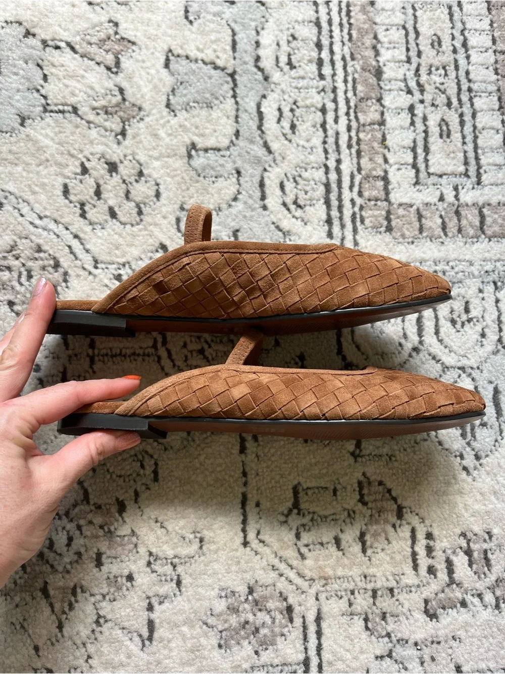 Madewell The Greta Ballet Flat Mule in Warm Hickory Basketweave Suede Size 8 - Picture 5 of 7